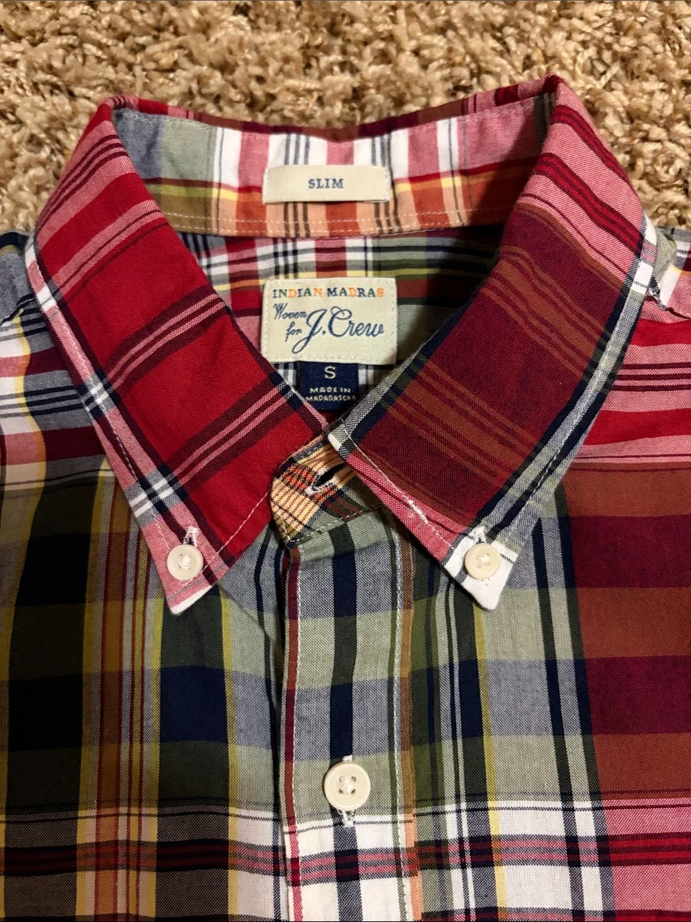 J Crew Plaid Button-Down Shirt in Red/Green/Blue - Men Size S